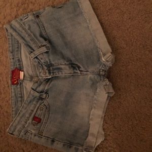 Light wash denim shorts